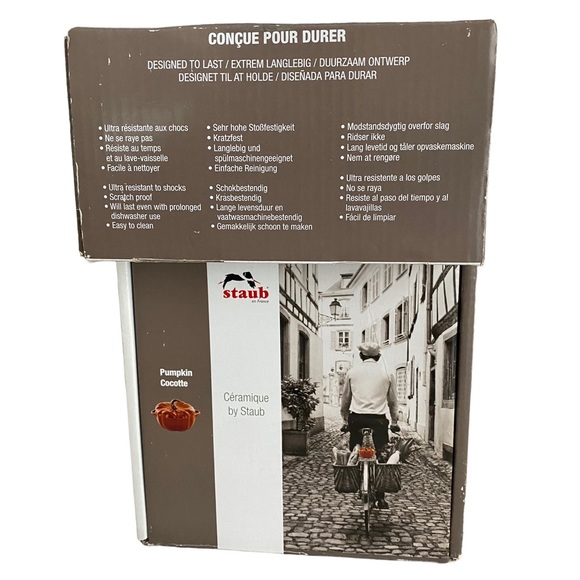 Staub Pumpkin Cocotte  12.8 cm 5" Cinnamon Color Set of 2 New In Box 40511-555 - Picture 4 of 5